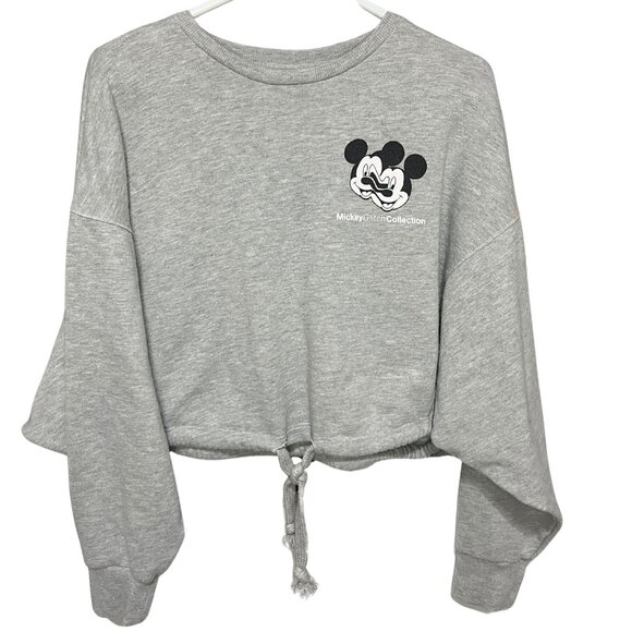 Zara x Disney Mickey Mouse Glitch Collection Women’s Gray Crop Sweatshirt Medium - Picture 1 of 11